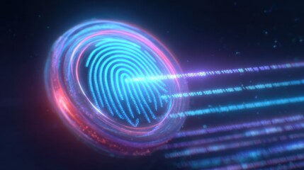 Cybernetic Vision Scanning Digital Data With Vibrant Neon Rings in a High-Tech Atmosphere