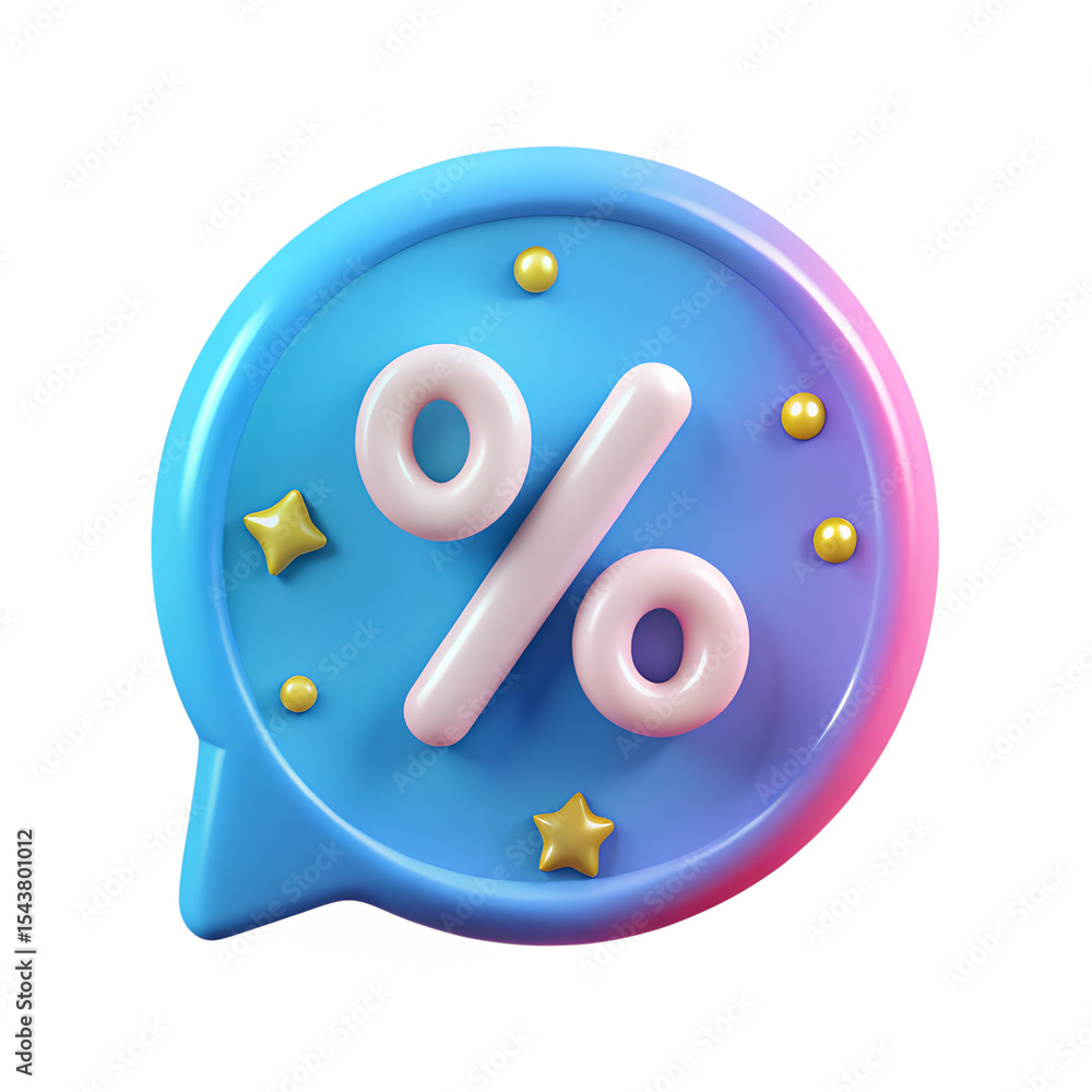 Poster a 3d rendering of a fifty percent discount symbol for a web sale promotion on a transparent backgrou