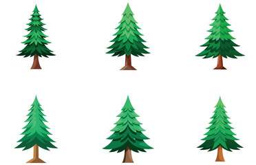Pine Trees Vector Designs Set Minimal and Clean Evergreen Tree Illustrations