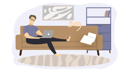 man working on a couch