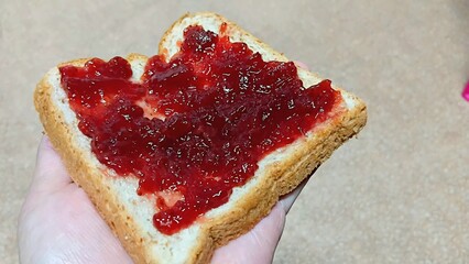 Strawberry Jam and Bread for Breakfast