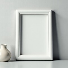 Crisp white painted narrow wooden picture frame, close up, wood, element