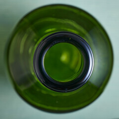 Top View of a Green Glass Bottle