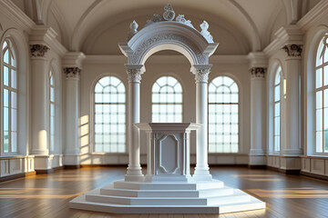 Fototapeta premium 3d of column podium with white arch in roman or greek style - 1