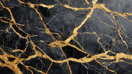 Black Marble with Golden Veins
