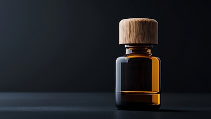 Amber Glass Bottle with Wooden Cap.