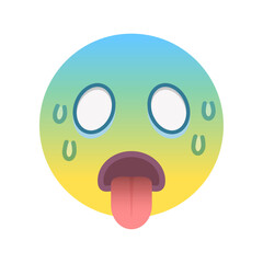 舌を出して汗をかく白目になっている顔の絵文字 - 暑い･苦しい状態や夏バテ、貧血・気絶のイメージ