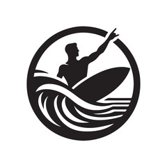 surfer vector silhouette clip art logo design illustration