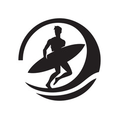 surfer vector silhouette clip art logo design illustration