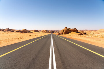 Scenic road between Riyadh and AlUla, Saudi Arabia