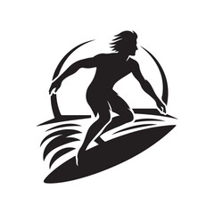 surfer vector silhouette clip art logo design illustration
