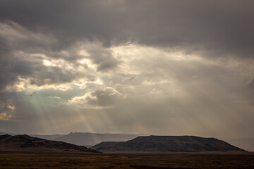 sun rays over the mountains