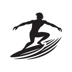 surfer vector silhouette clip art logo design illustration