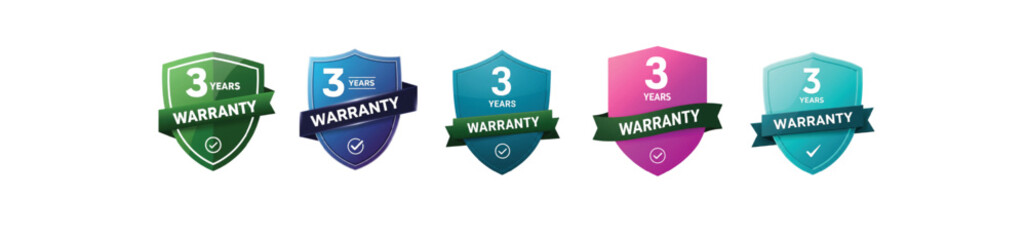 3 Year Warranty Badge Icons – Premium Quality Guarantee Labels for Products