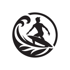 surfer vector silhouette clip art logo design illustration