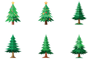 Pine Trees Vector Designs Set Clean Minimal Evergreen Forest Illustrations