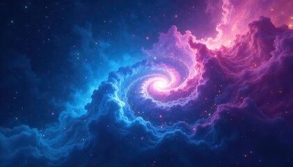 Abstract swirling blue nebula, glowing energy field, science, gradient