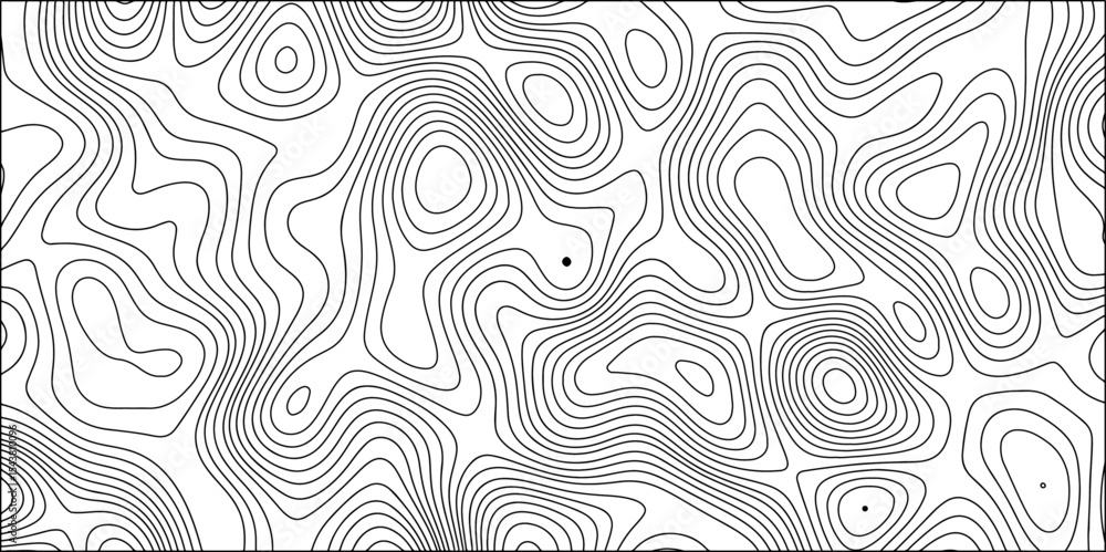 Poster abstract black and white background vector, topographic contours map background. wave line topograph