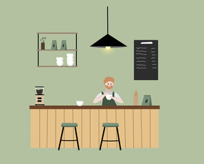 Barista in a cafeteria