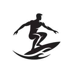 surfer vector silhouette clip art logo design illustration