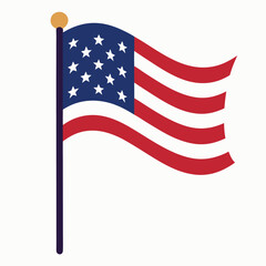 waving american flag on white background