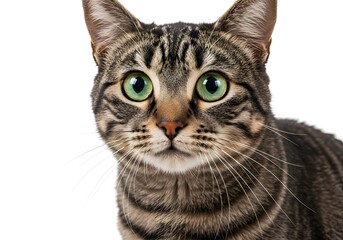 Fototapeta premium Tabby cat with wide green eyes