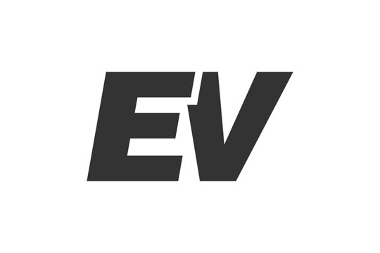 EV Techno Editable Font Logo For Corporate Branding. Bold, Futuristic Design With Unique Typographic Ideas. Minimal Custom Type And Dynamic Letter