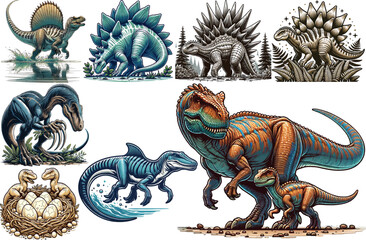 Dinosaurs Vector Collection Set Resizable, Printable, Editable Clipart for Kids & Education