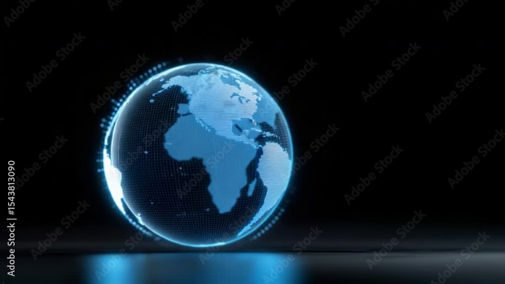 Aufkleber global connection: a luminous blue sphere of earth against a backdrop of inky blackness, symbolizing