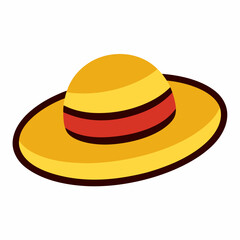 Straw Hat Vector Illustration on White Background for Summer and Fashion Designs