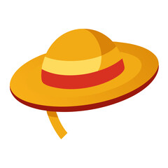 Straw Hat Vector Illustration on White Background for Summer and Fashion Designs
