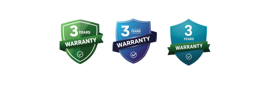 3-Year Warranty Shield Badges – Trusted Product Guarantee Design Icons