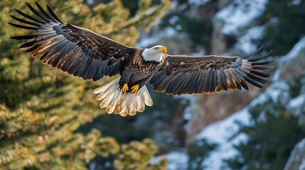 Fototapeta premium Majestic Bald Eagle in Flight