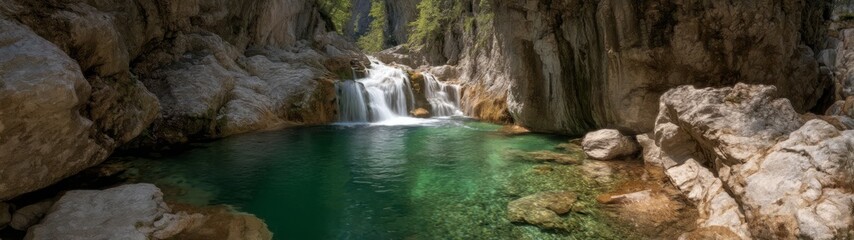 Obraz premium Stunning waterfall views mountains 360 degree hdr hdri nature scene