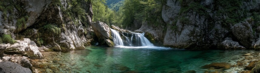 Captivating 360 degree hdr waterfall nature scene outdoor view