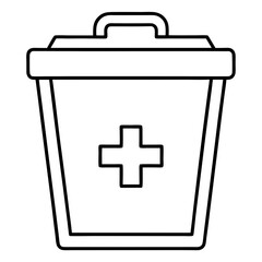 Biohazard Waste Bin Line Art Vector