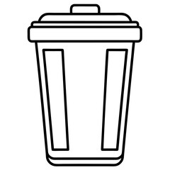 Biohazard Waste Bin Line Art Vector