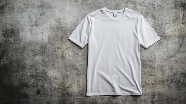 Classic White Tee: A pristine white t-shirt, embodying simple style, lies serenely against a textured, aged backdrop. Evoking a sense of timelessness and versatility.