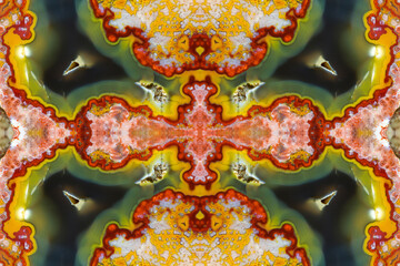 Laguna agate kaleidoscope repeating mirror-effect pattern.