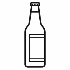 Line art of a beer bottle. Empty beer bottle design. Wine bottle icon.