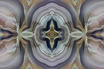 Laguna agate kaleidoscope repeating mirror-effect pattern.