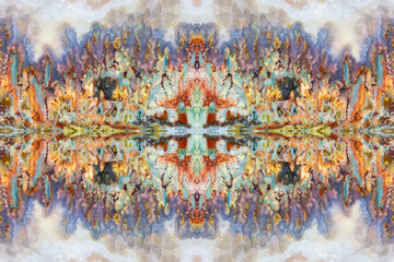 Laguna agate kaleidoscope repeating mirror-effect pattern.