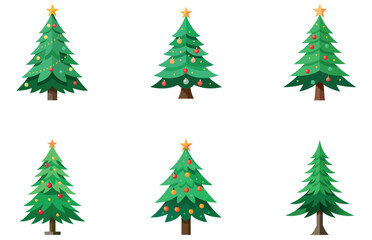 Pine Trees Vector Designs Set Clean Minimalist Evergreen Tree Graphics Collection