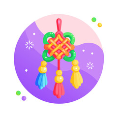 Fototapeta premium Lucky knot with tassels Holiday SVG Icon