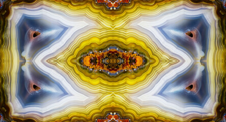 Laguna agate kaleidoscope repeating mirror-effect pattern.