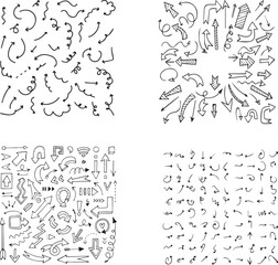 Obraz premium Hand drawn arrow collection doodle set for design