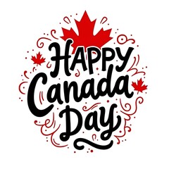 Festive Canada Day Greeting with Maple Leaves