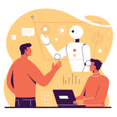 Futuristic Developer Collaborating with Holographic AI Assistant in Real-Time Code Generation Concept Art