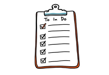 Fototapeta premium Hand-drawn doodle clipboard with checkmark Line art vector illustration, perfect for to-do lists and organization, whiteboard, pen