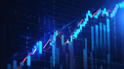 Digital chart of rising stock market